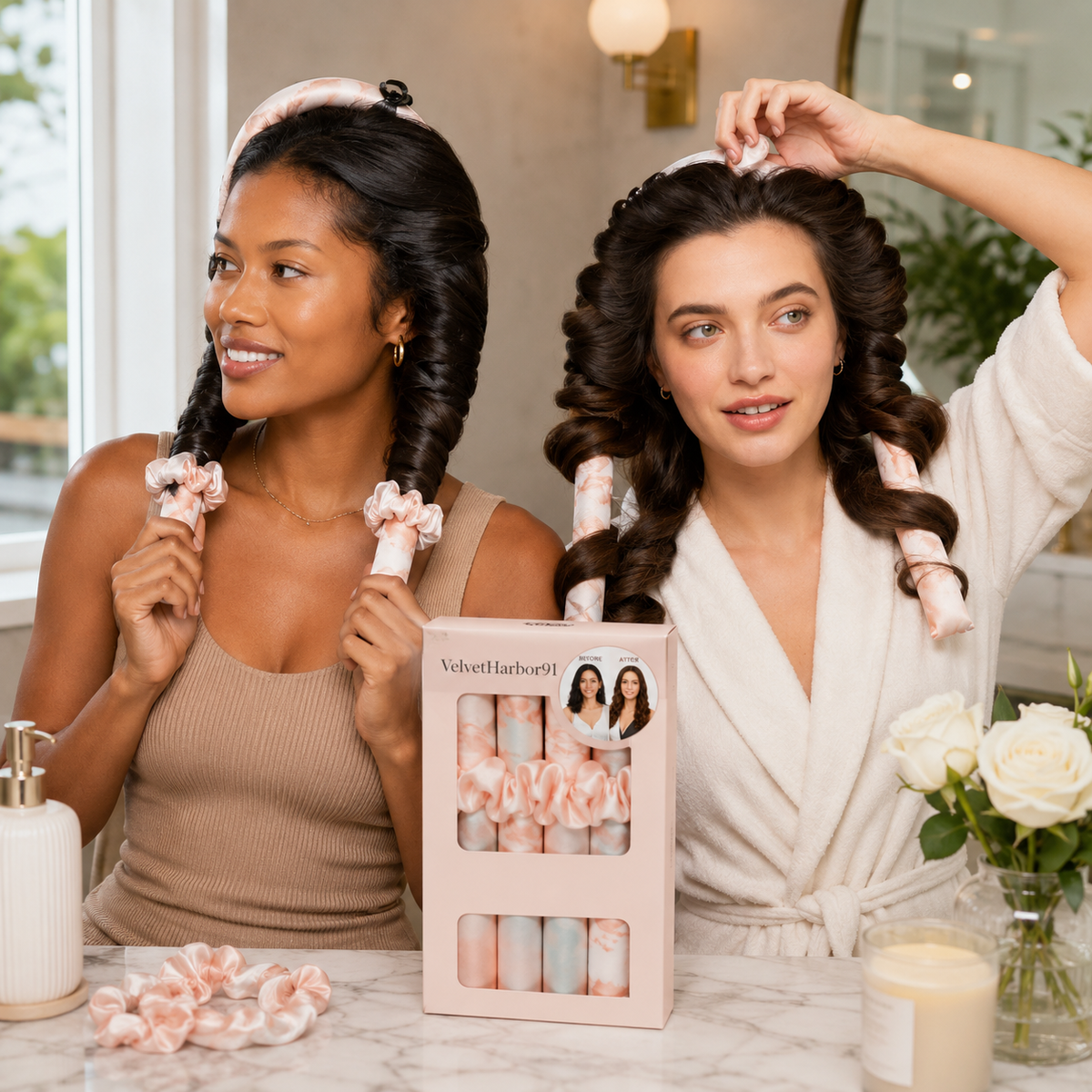 2 Sets Of Satin Overnight Hair Curlers