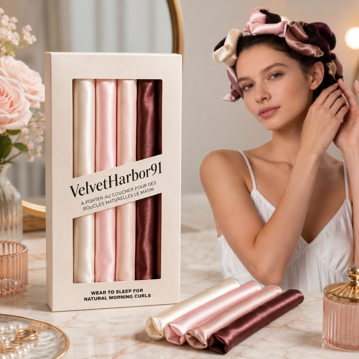 6-Piece Satin Heatless Curler Set