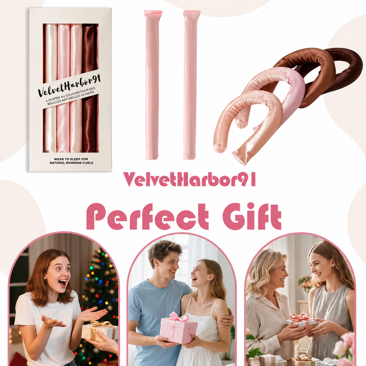 6-Piece Satin Heatless Curler Set
