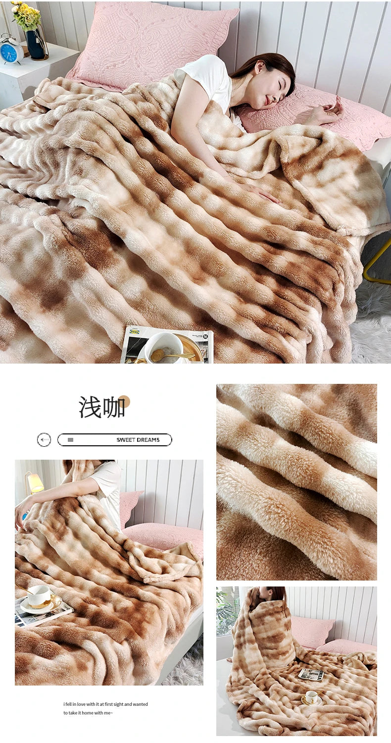 Gradient Bubble Fleece Throw Blanket for Home, Sofa & Travel