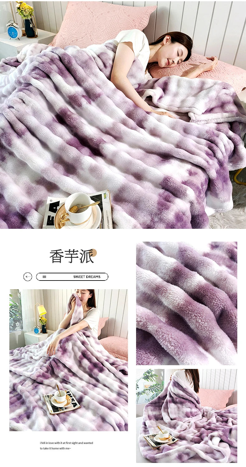 Gradient Bubble Fleece Throw Blanket for Home, Sofa & Travel