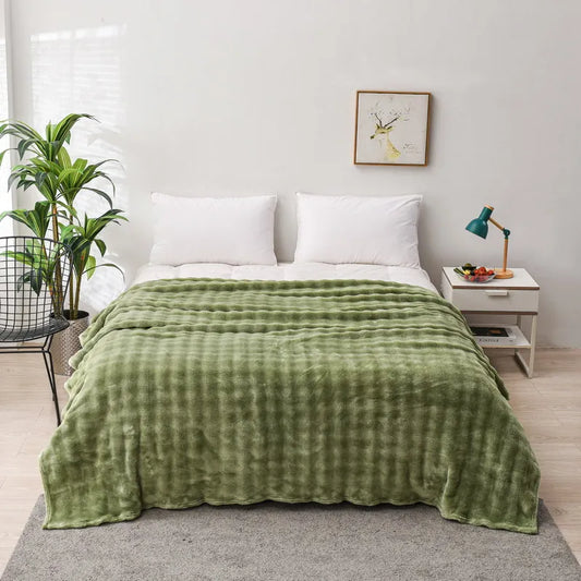 Soft Flannel Rabbit Fur Blanket for Bedroom, Sofa & Everyday Use
