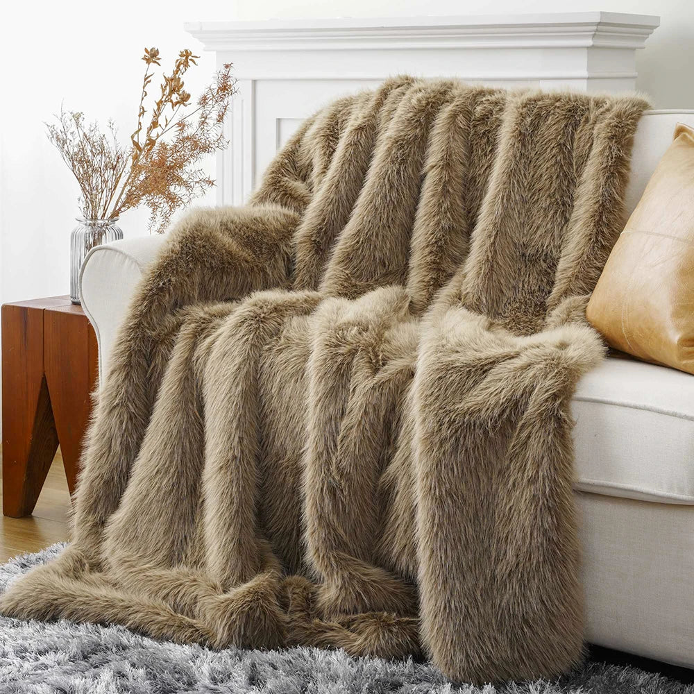 Luxury Mink Faux Fur Throw Blanket for Bed, Sofa & Home Décor